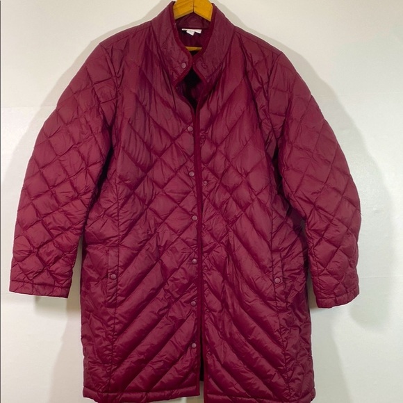 J. Jill Down Filled Quilted Burgundy Puffer Coat Size XL Petite - Picture 1 of 8